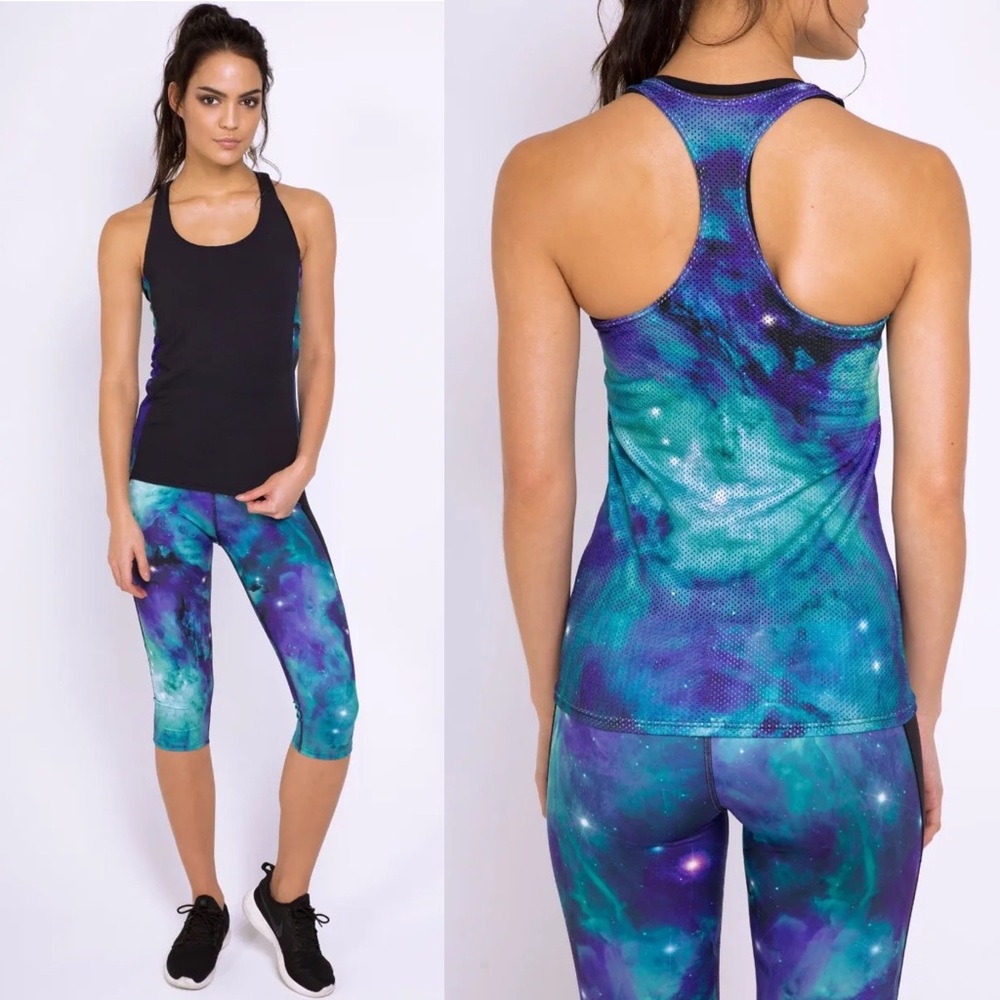 BlackMilk Galaxy Teal Combat Top Limited Medium✨ Made in Australia